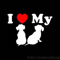 I Heart My Dachshund Puppies Dog Love - Decal Sticker - 24 Colors - 5.2" x 3.75"   281113221086